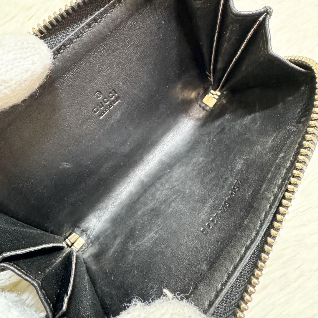 GUCCI シマ コインケース レザー GG柄 ブラック ラウンド GUCCI シマ コインケース レザー GG柄 ブラック ラウンド