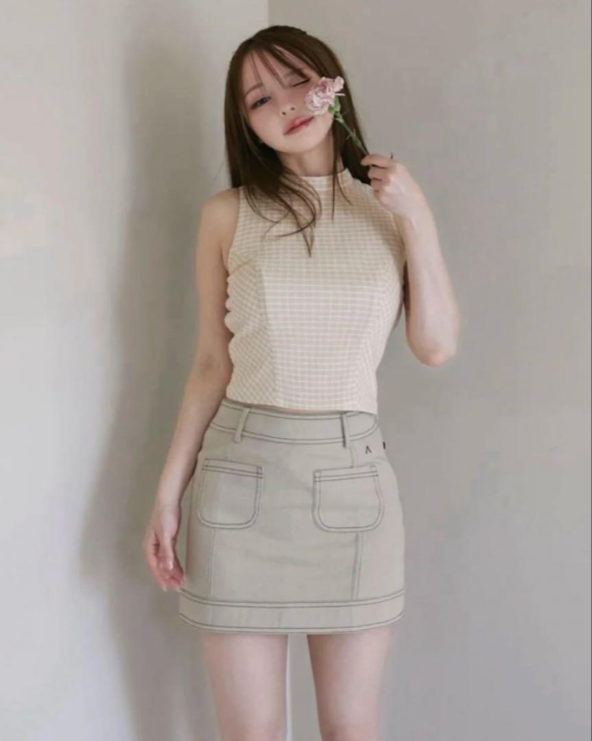 andmary Back ribbon mini skirt