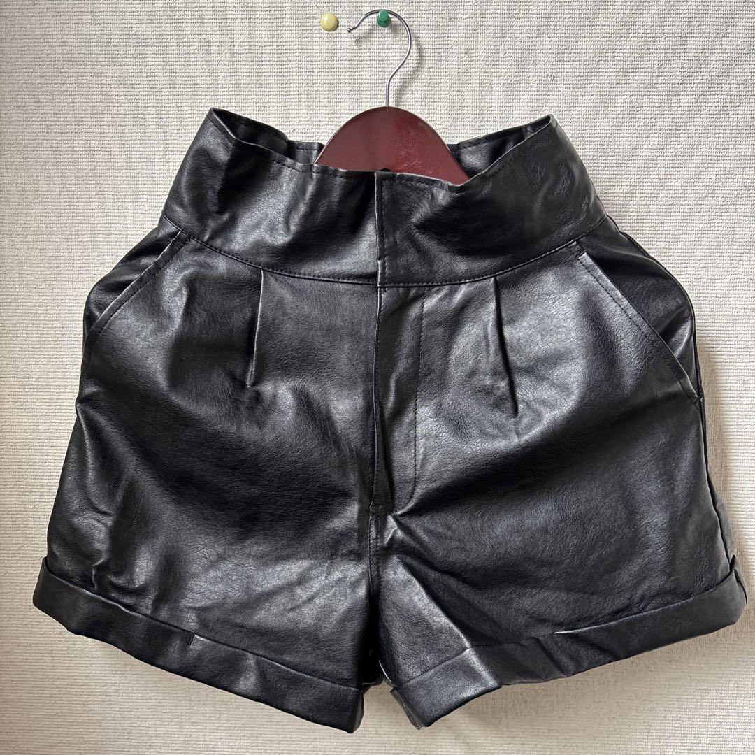 ダークグレー レザー風ショートパンツ miniministore｜レザー ショートパンツ レディース | Rakuten