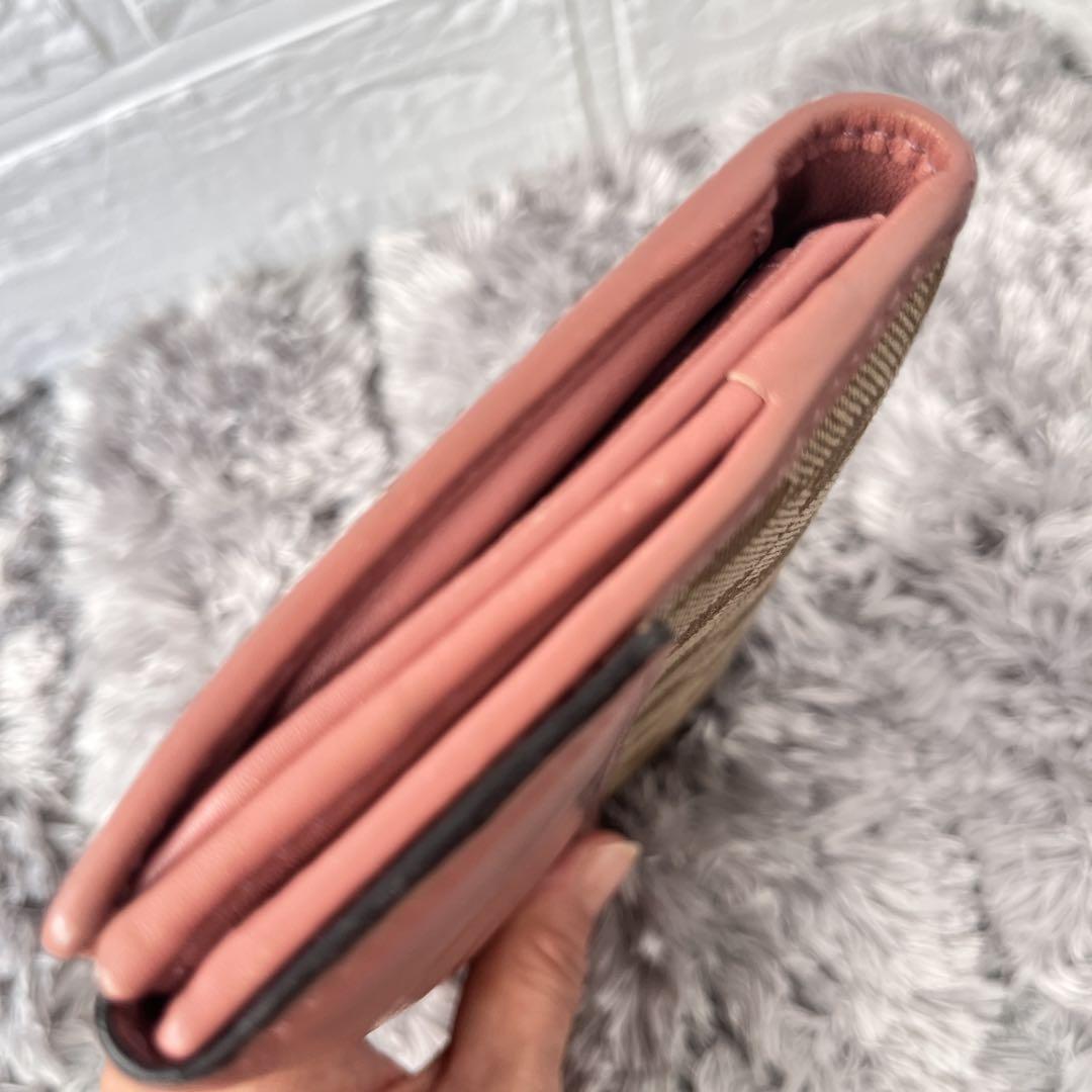 美品✨GUCCI 長財布　Wホック GGキャンバス ラブリーハート　ピンク