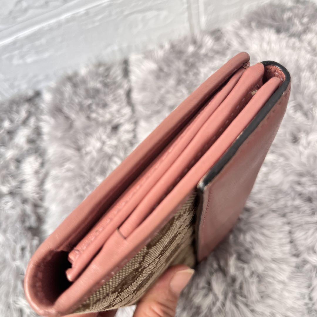 美品✨GUCCI 長財布　Wホック GGキャンバス ラブリーハート　ピンク