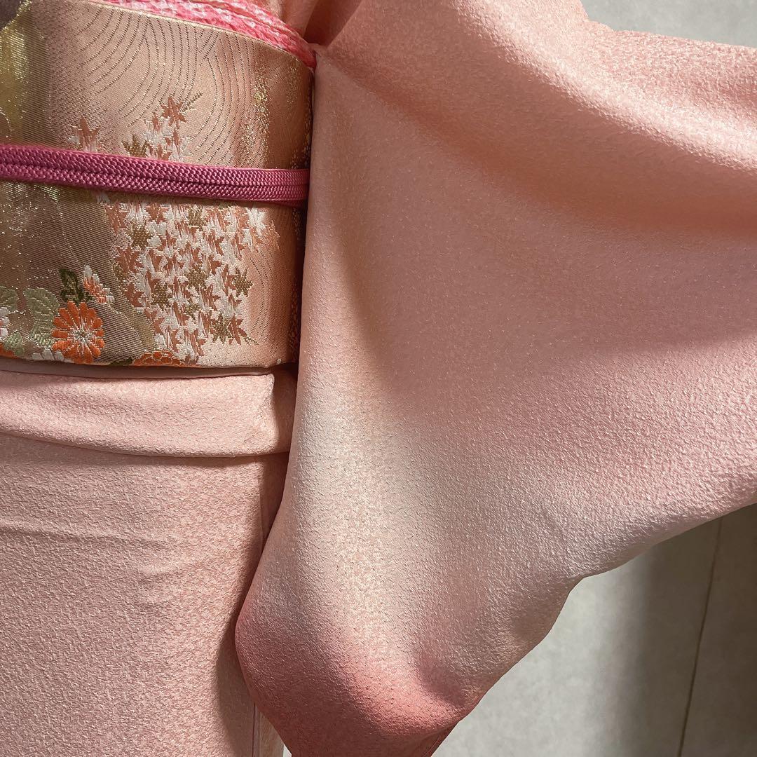 sale！　訪問着　フルセット　正絹　付け下げ　汕頭刺繍　　ピンク　着物　H2 sale！ 訪問着 フルセット 正絹 付け下げ 汕頭刺繍 ピンク 着物