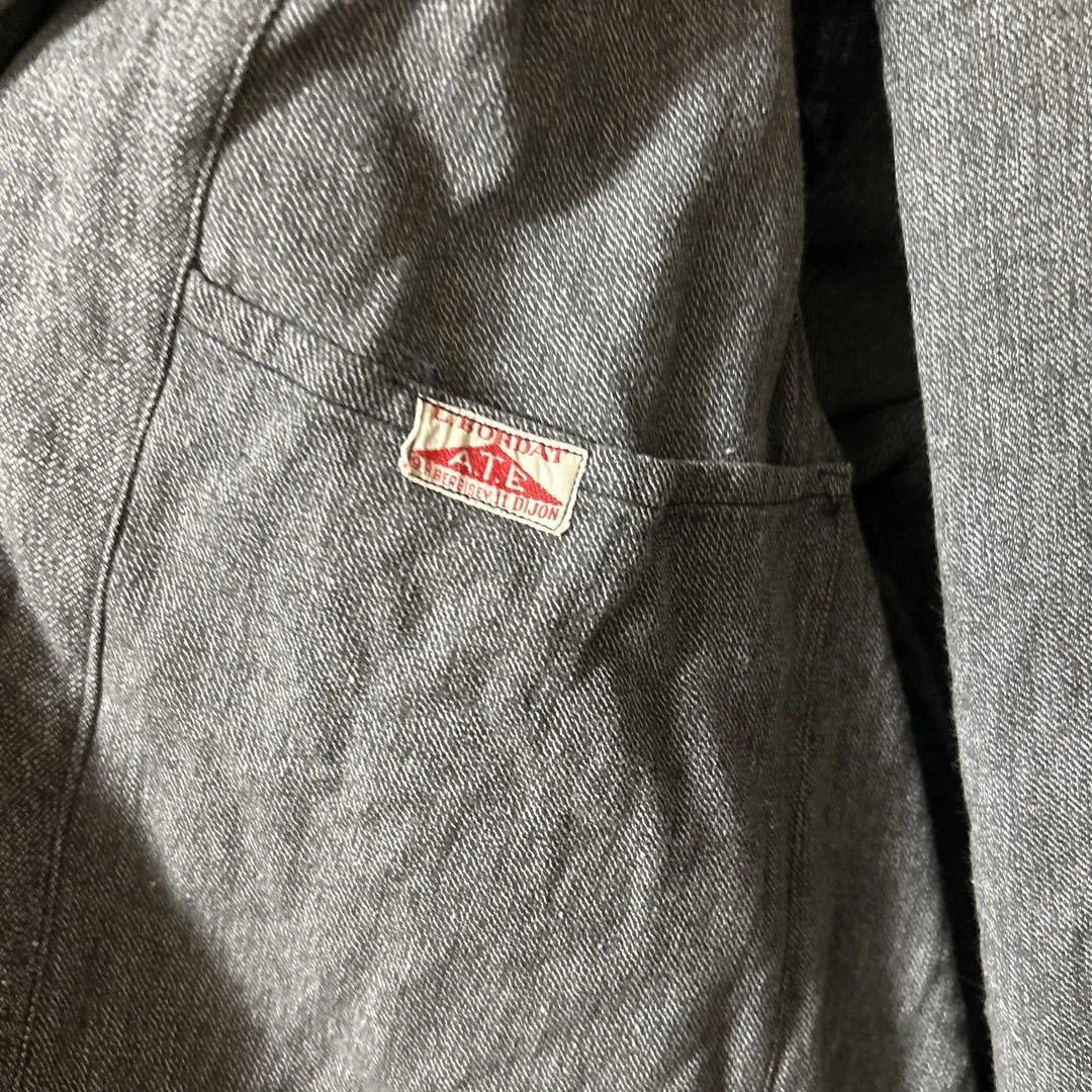 vintage ショップコート ごま塩　前面ポケット付き