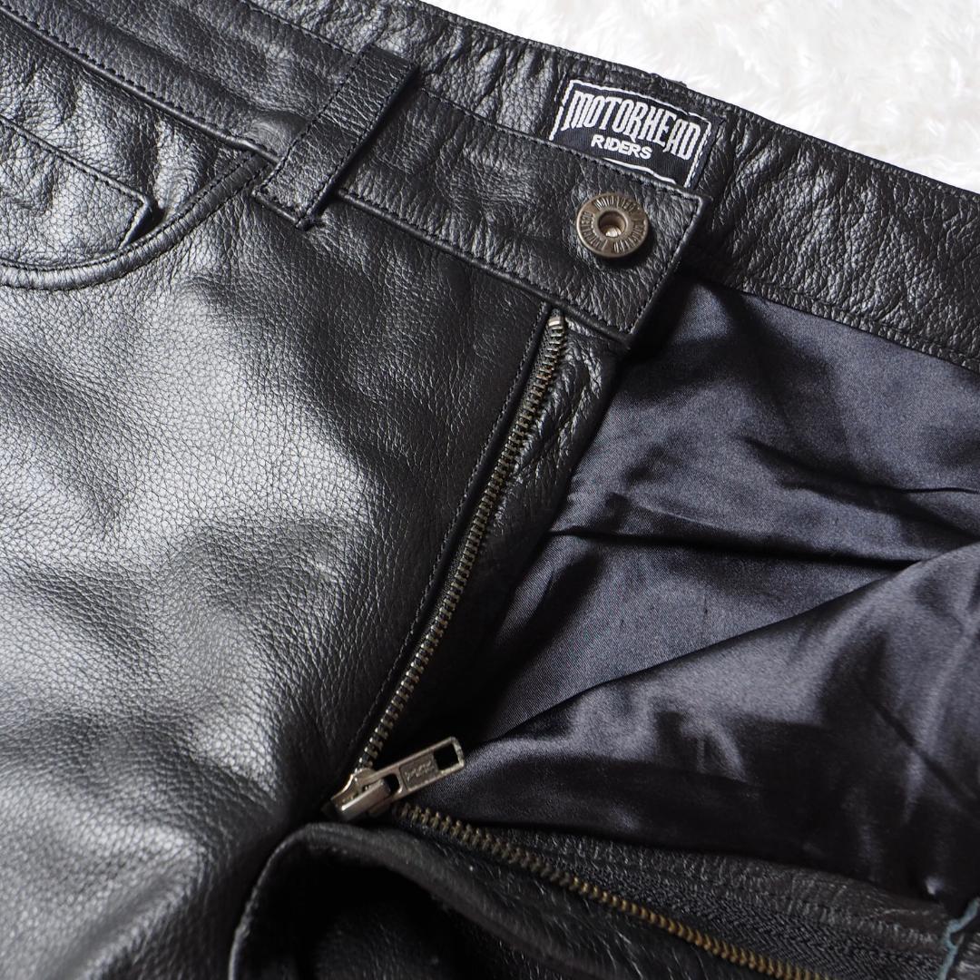 モーターヘッド レザーパンツ LL ブラック 本革 ライダース 肉厚 重厚 モーターヘッド レザーパンツ LL ブラック 本革 ライダース 肉厚 重厚