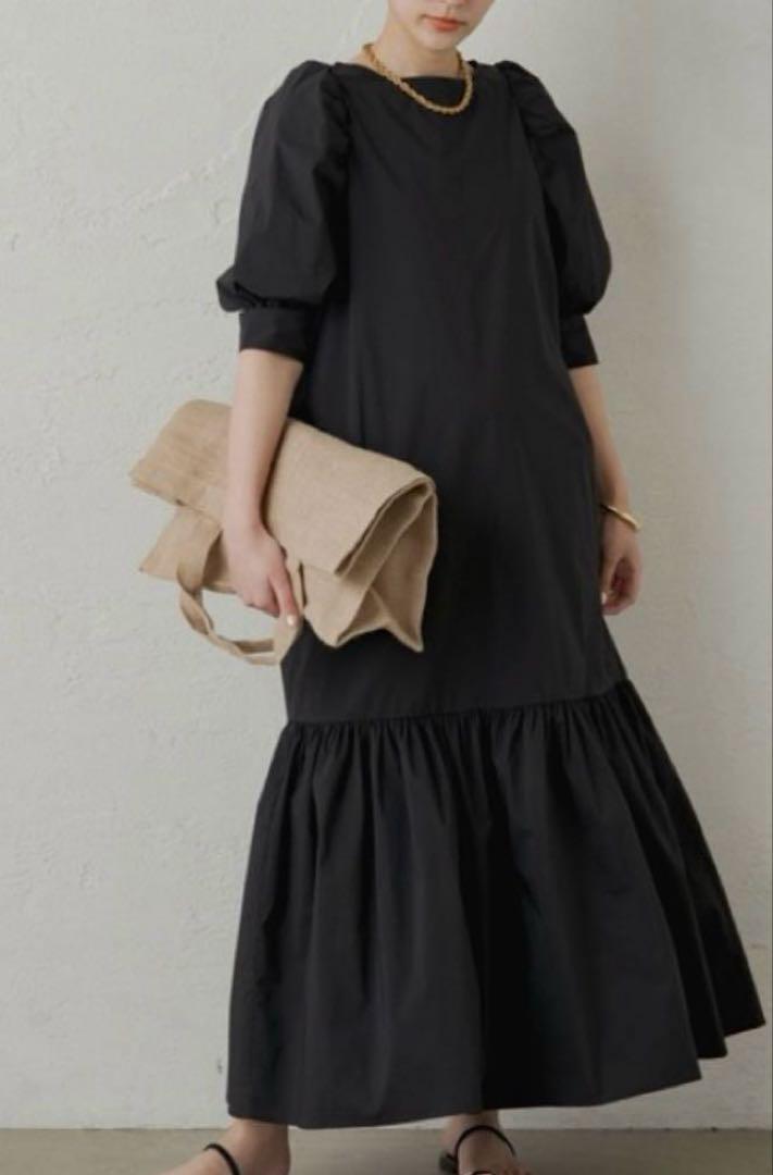 LOUNGEDRESS タイプライターパフワンピース　ブラック