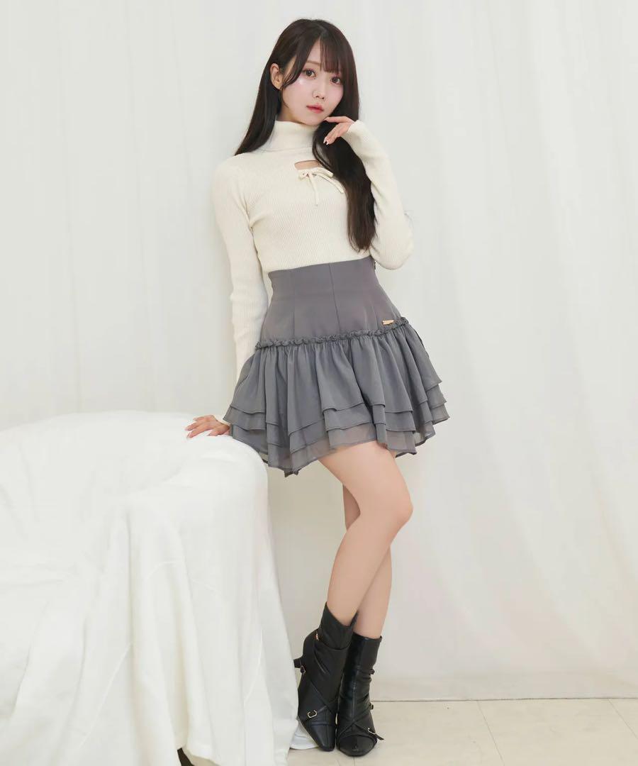 Rosé Muse organdy frills skirt pants