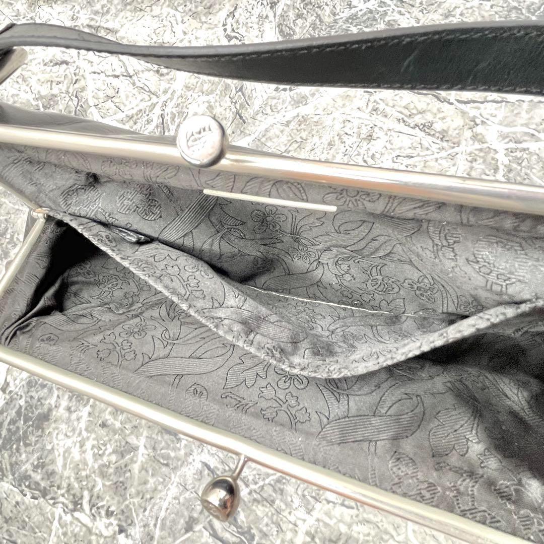 希少✨ ジョンガリアーノ バッグ y2k 刺繍 スタッズ がま口 黒 レザー 希少✨ ジョンガリアーノ バッグ y2k 刺繍 スタッズ がま口 黒 レザー