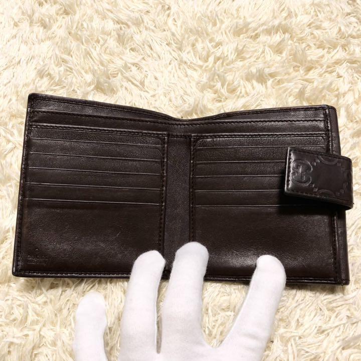 大得価豊富な 良品 リボン レザー ゴールドロゴ 茶色 ARpd9-m46732923126 グッチ 折り財布 シマ プリンシー 国産正規店