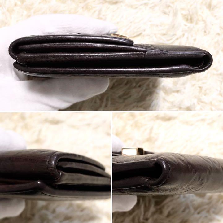 大得価豊富な 良品 リボン レザー ゴールドロゴ 茶色 ARpd9-m46732923126 グッチ 折り財布 シマ プリンシー 国産正規店