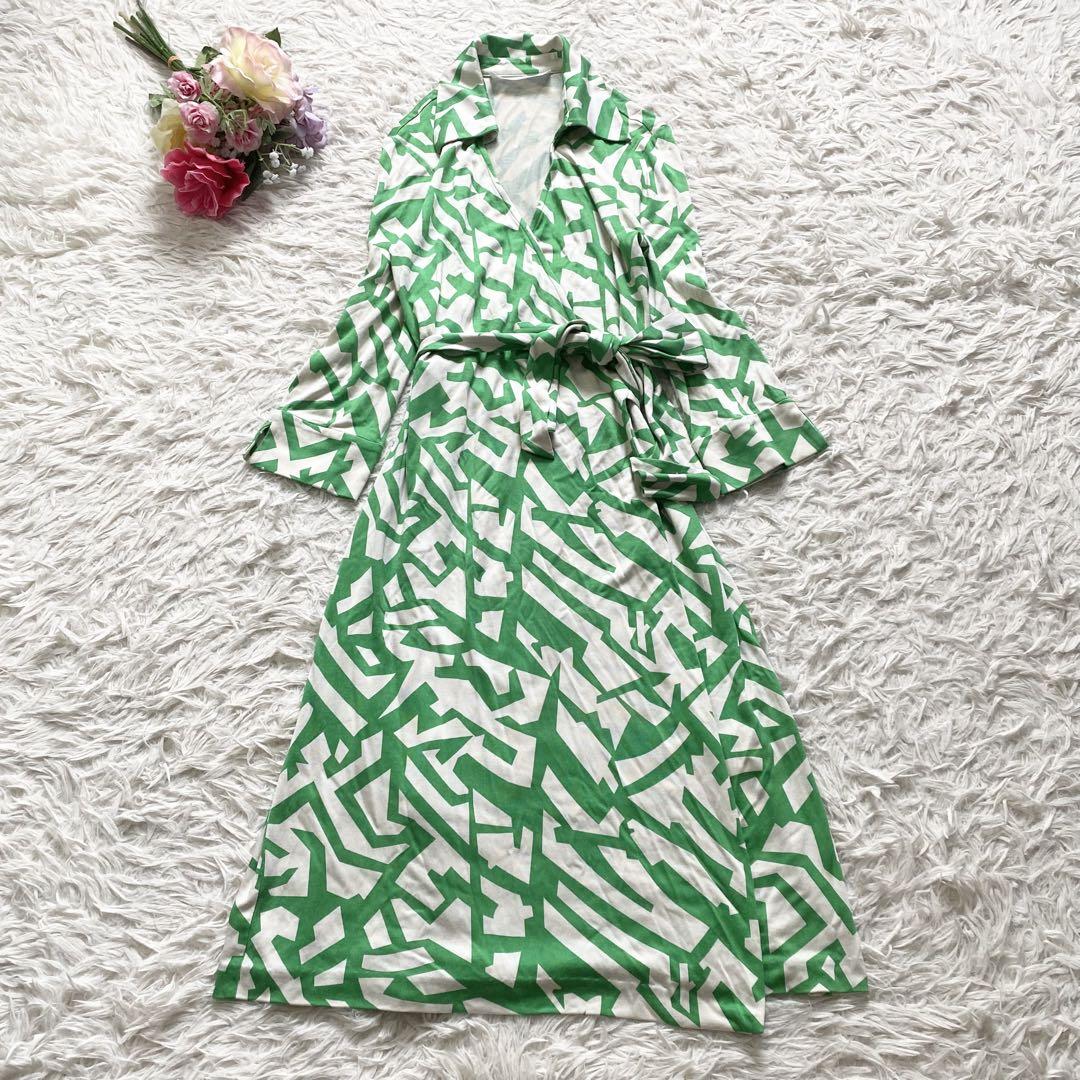 【良品】DIANEvonFURSTENBERG ラップワンピース 総柄 6 良品】DIANEvonFURSTENBERG ラップワンピース 総柄 6