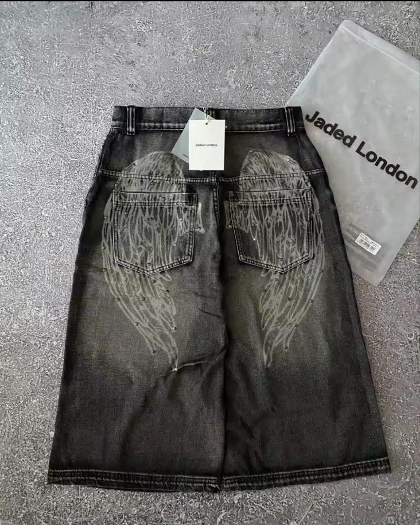 Jaded London トライバル柄デニムパンツ Jaded London 似トライバル柄デニムパンツ グランジ