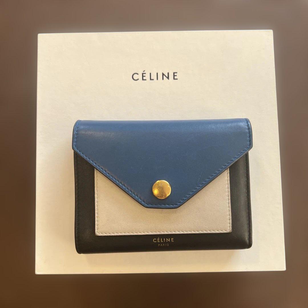CÉLINE 三つ折り財布 青黒