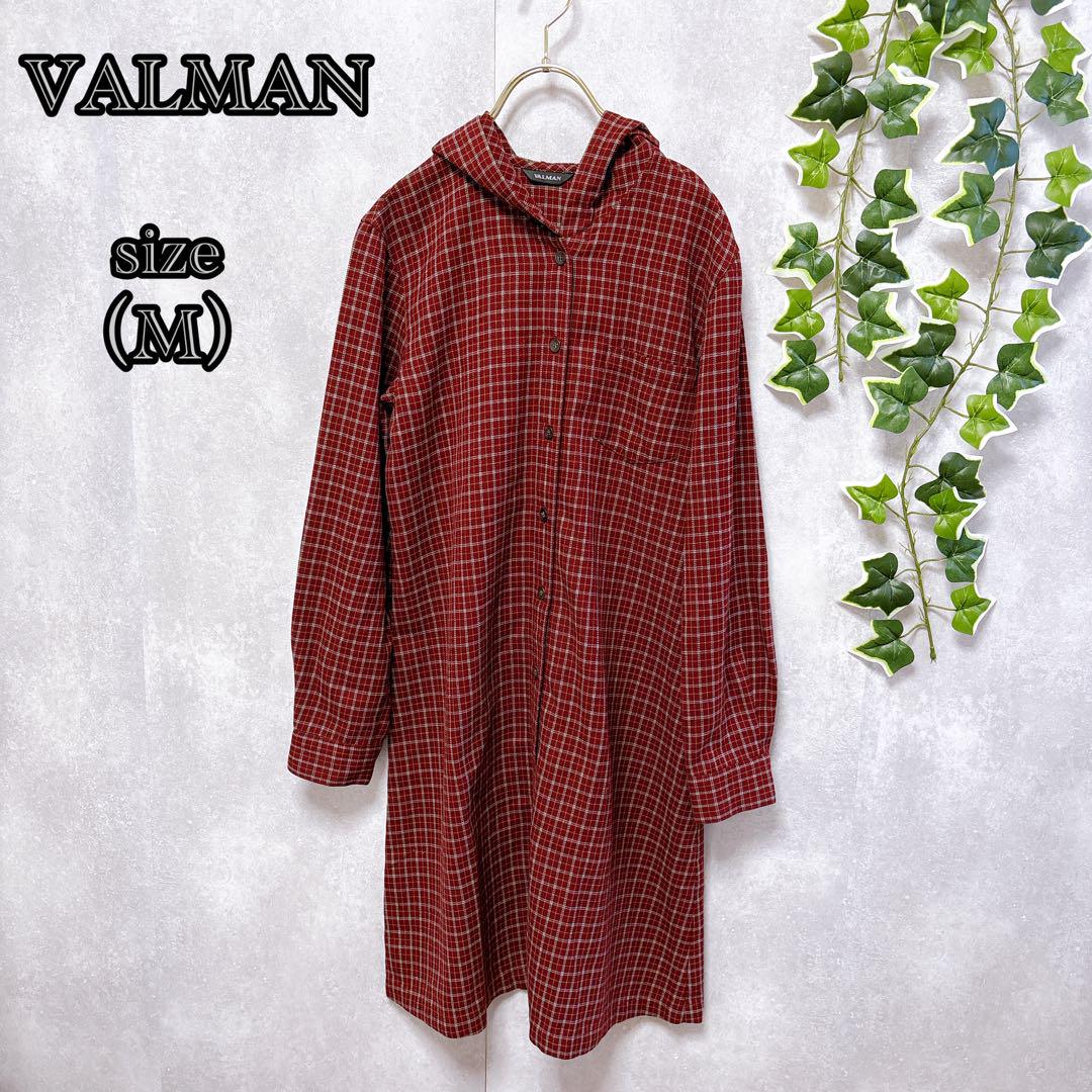 【VALMAN】 バルマン （M） チュニック ロングシャツ チェック柄 フード