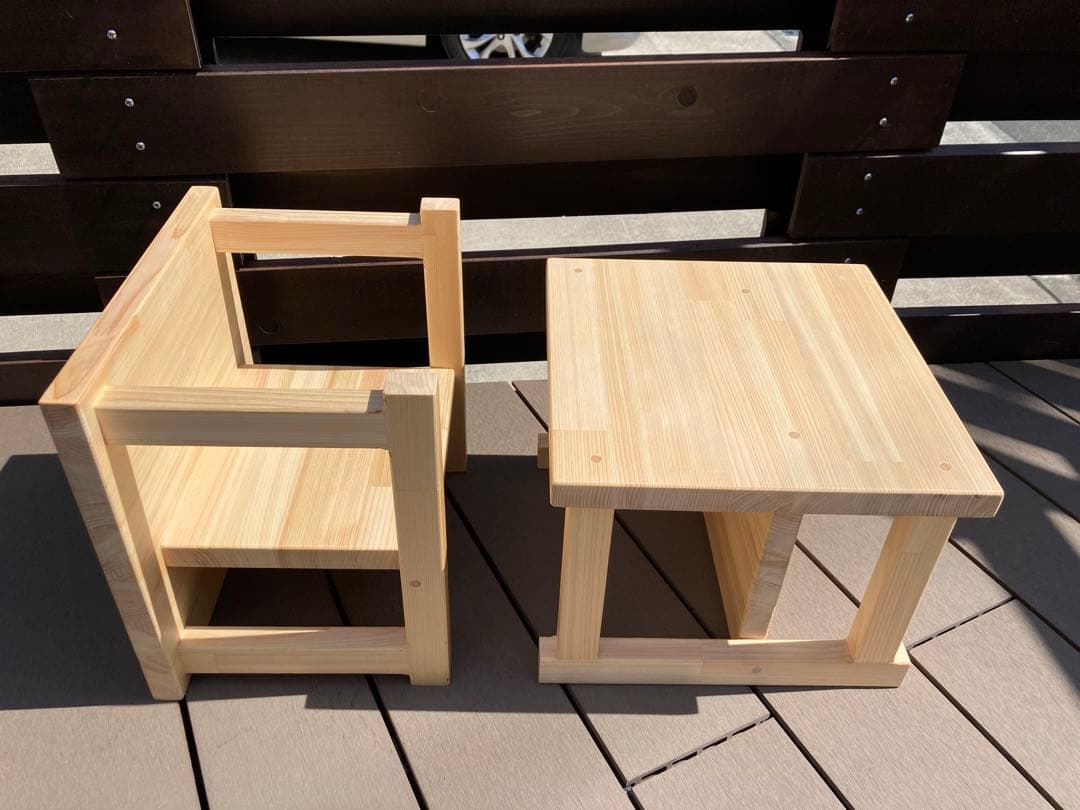 2個セットでお得 ひのき 北欧風 キッズ チェアー スツール 踏み台 長