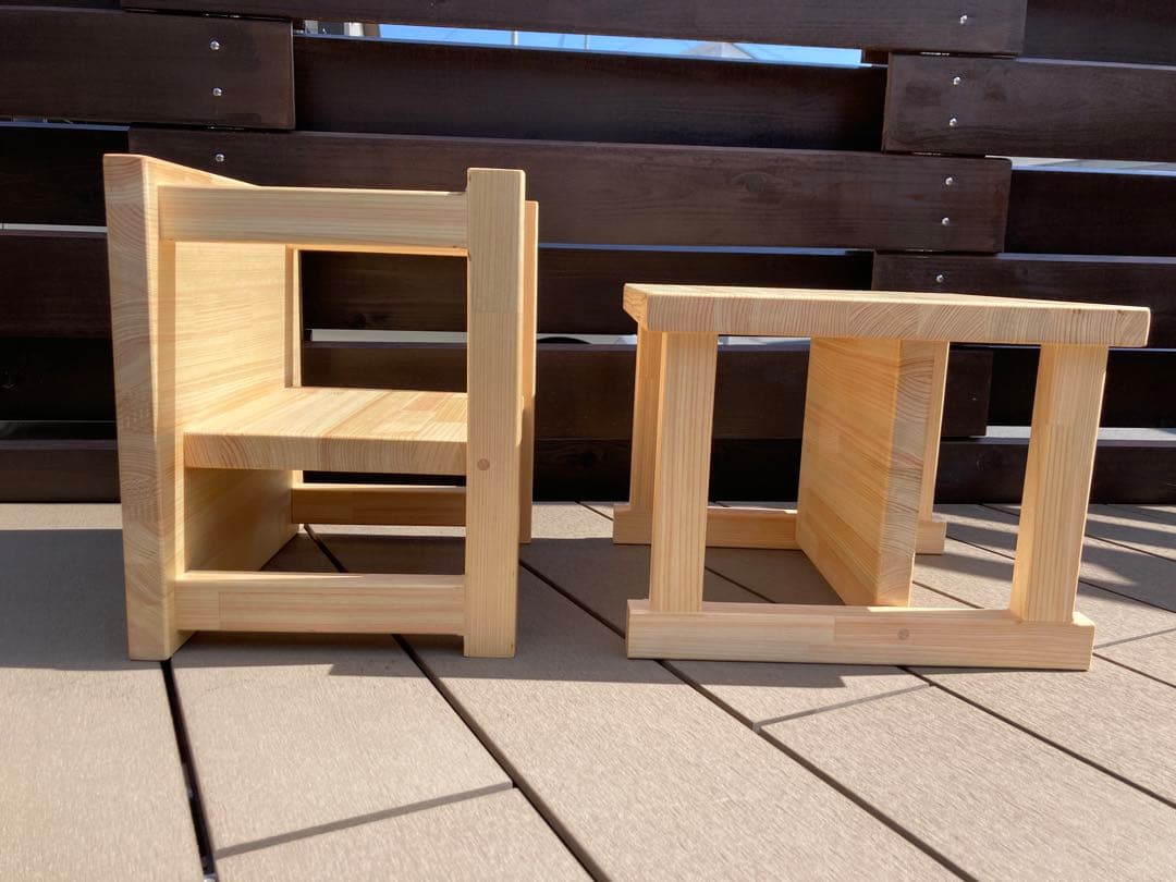 2個セットでお得 ひのき 北欧風 キッズ チェアー スツール 踏み台 長