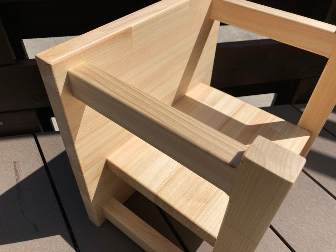 2個セットでお得 ひのき 北欧風 キッズ チェアー スツール 踏み台 長