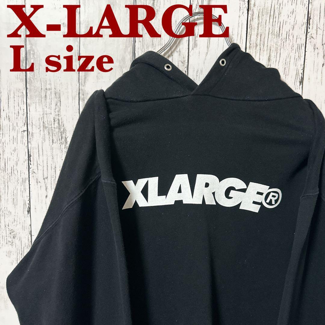 【大人気】X-LARGE☆パーカー L プリントロゴ センターロゴ