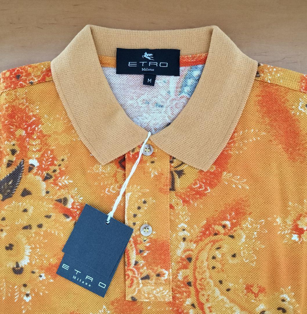 美品 ETRO エトロ イタリア製 メンズ ポロシャツ M オレンジ