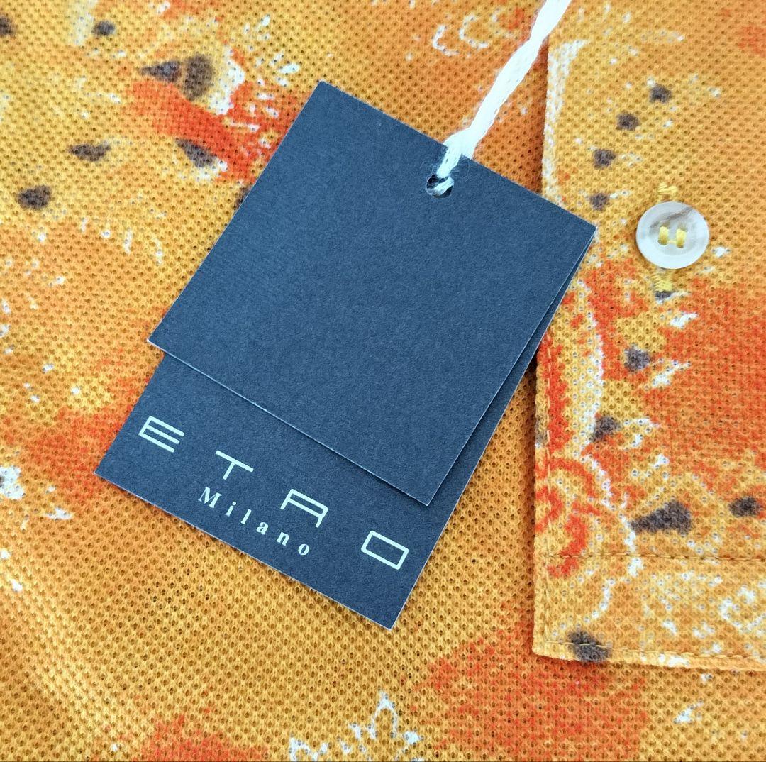美品 ETRO エトロ イタリア製 メンズ ポロシャツ M オレンジ