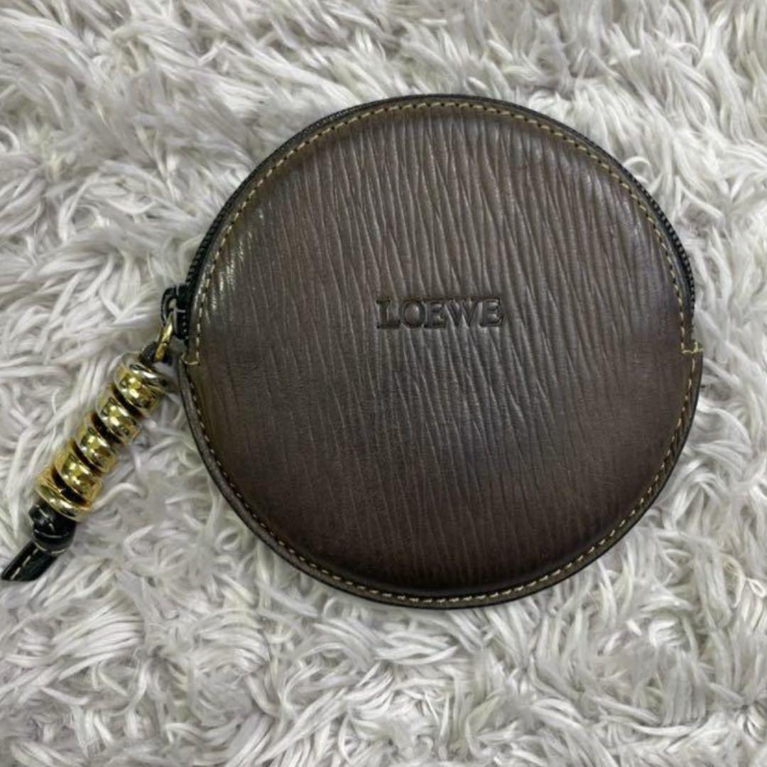 LOEWE ブラウン円形コインケース LOEWE 新古品 ロエベ アナグラム 半円 コインケース 小銭入れ