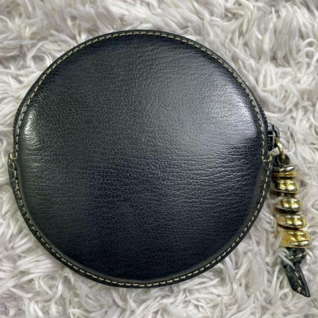 ✨美品✨ ロエベ 丸型レザー コインケース　ブラウン系 メタルロゴ ✨美品✨ ロエベ 丸型レザー コインケース ブラウン系 メタルロゴ