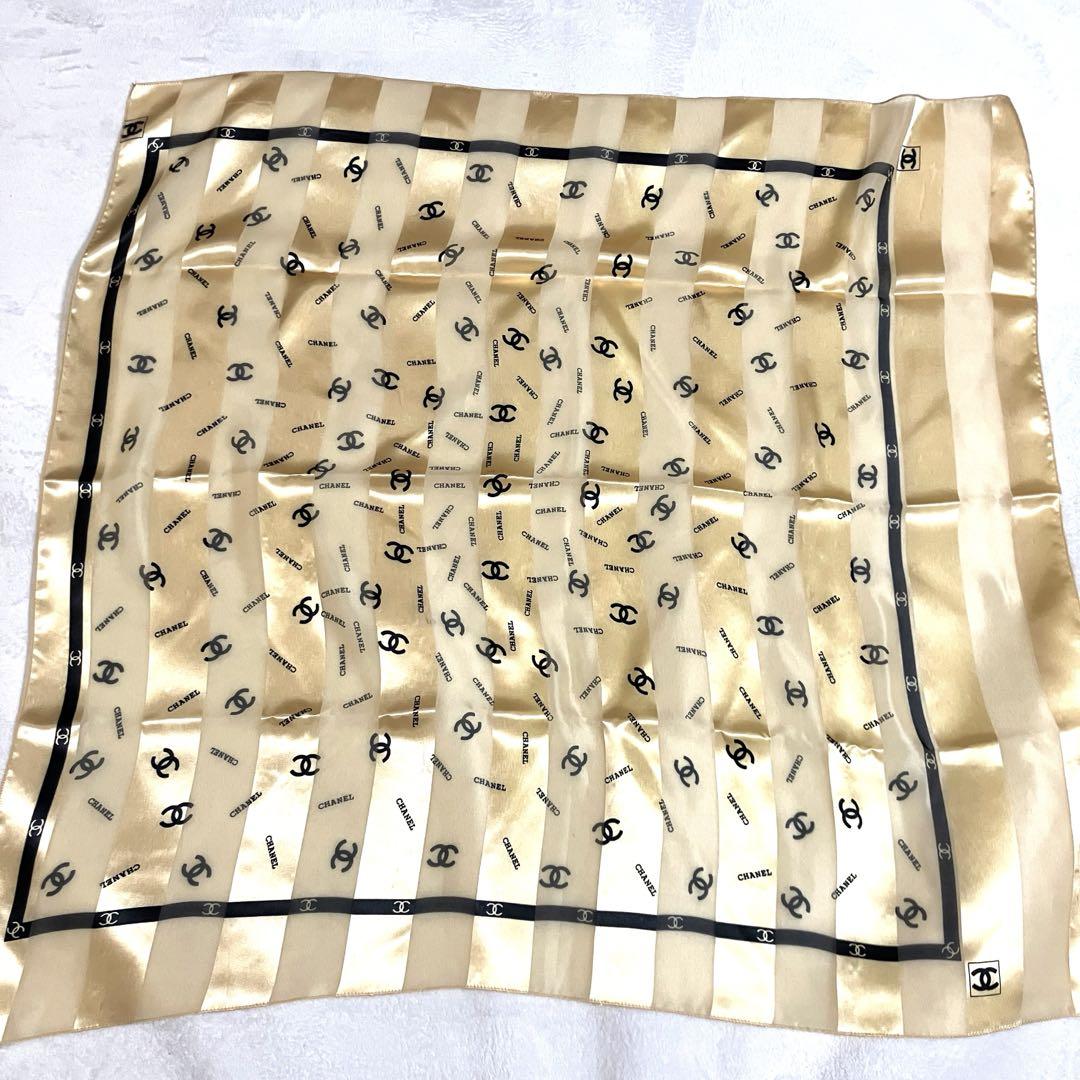 新品入荷 シャネル クリーニング済】CHANEL ロゴ ゴールド スカーフ 小物