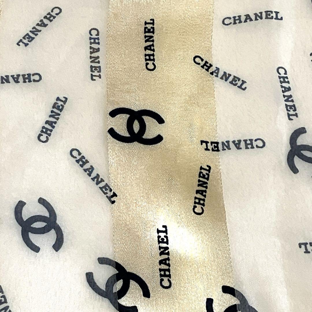 クリーニング済】CHANEL シャネル ロゴ スカーフ ゴールド