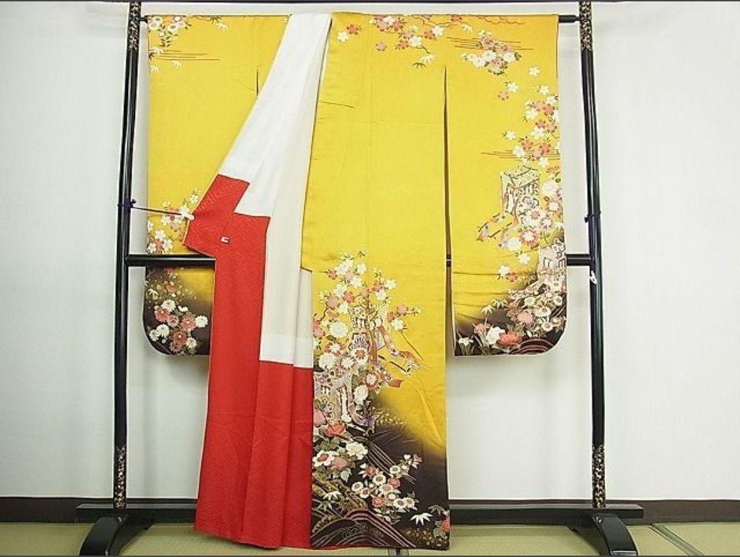 豪華振袖 駒刺繍 御所車花文 金彩 逸品 正絹 成人式 お見合い 豪華振袖 駒刺繍 御所車花文 金彩 逸品 正絹 成人式 お見合い