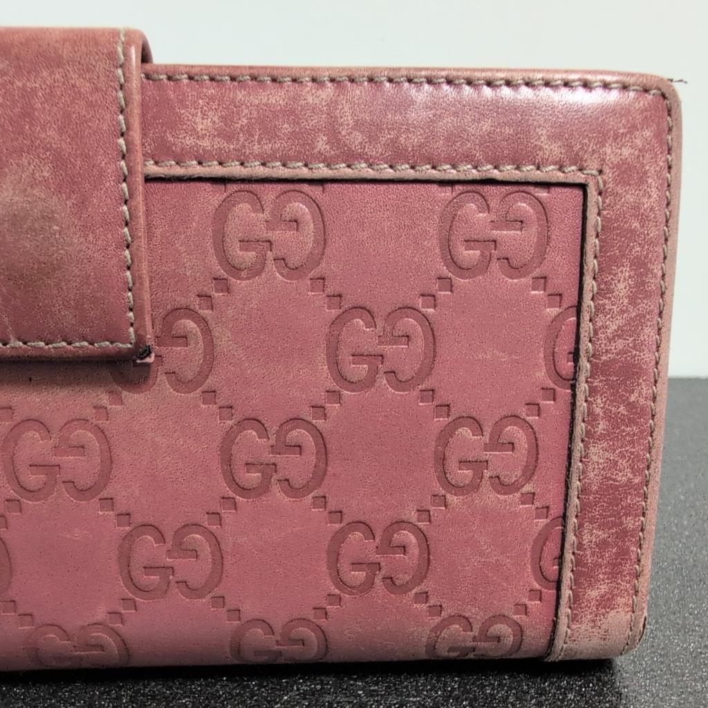 グッチ 長財布 グッチシマ GUCCI 財布 ピンク 三つ折り財布 GG