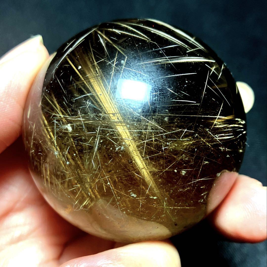 45mm ゴールドルチルクォーツ 丸玉 スフィア 金針水晶 - メルカリ