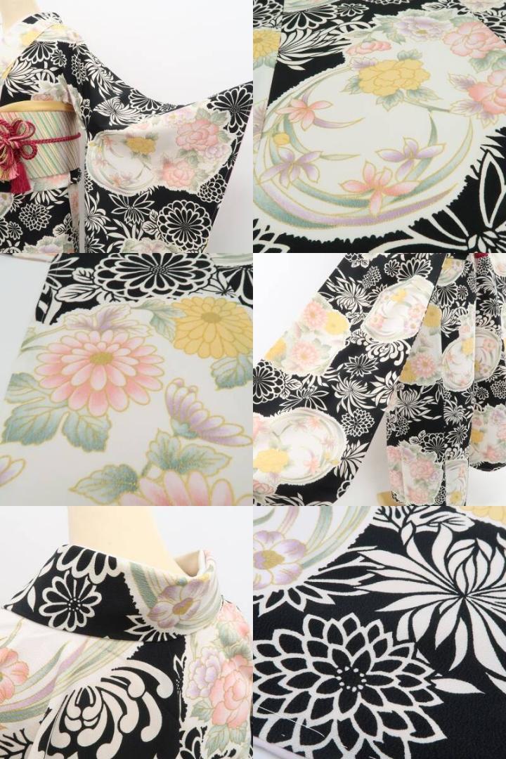 新品 岡重 花輪 洗える着物 成人式 仕付け糸付 トールサイズ