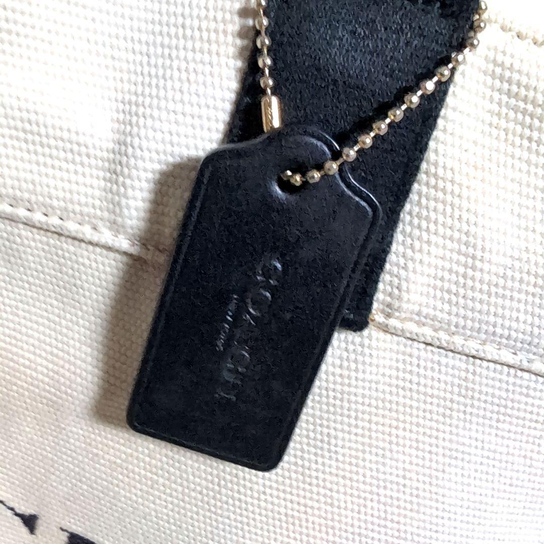 ef32 COACH アイボリー × ブラック トートバッグ