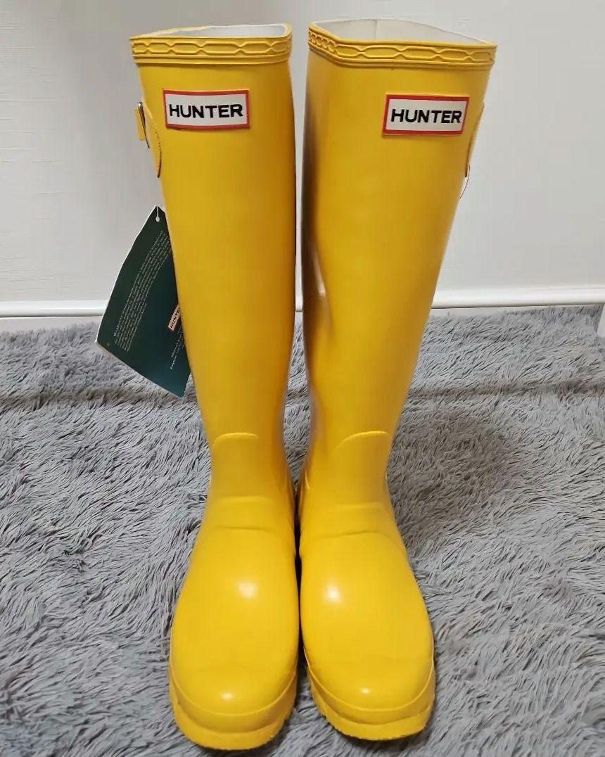 HUNTER イエロー 長靴 バックル付き