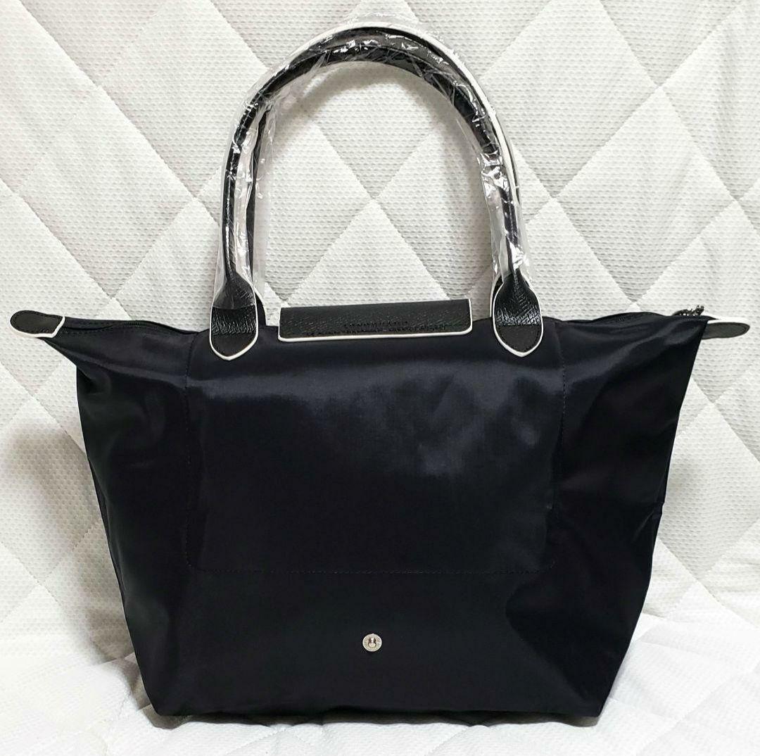 【新品】ロンシャン ル プリアージュ トートバッグ L ブラック白刺繍 新品】ロンシャン ル プリアージュ トートバッグ L ブラック白刺繍