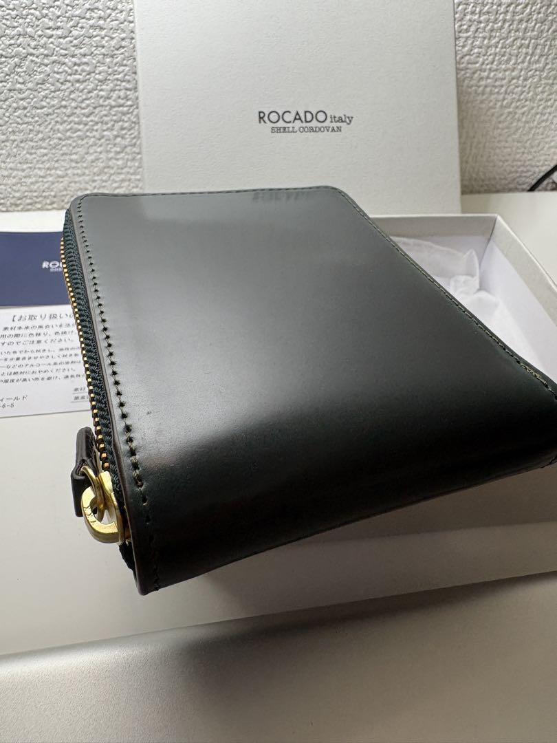 ROCADO 二つ折り財布 シェルコードバン グリーン ロカド レザー