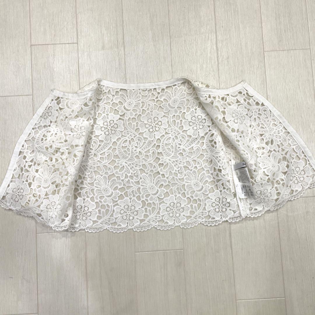 【オープニング 大放出セール】 コットン ホワイト 34 ボレロ Rene ルネ レース レディース 花柄 トップス