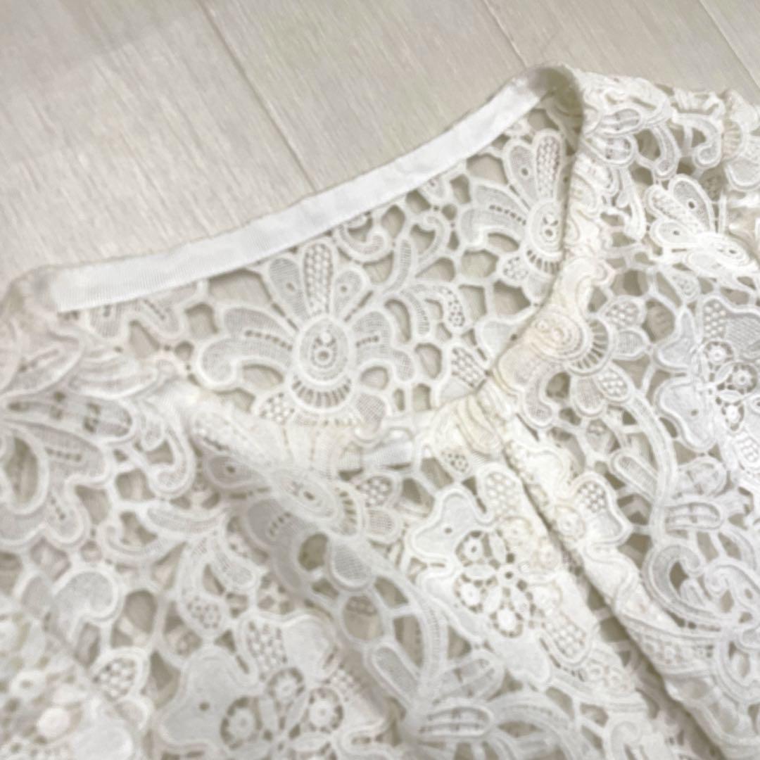 ルネ Rene ボレロ 34 ホワイト コットン レース 花柄 ルネ Rene ボレロ 34 ホワイト コットン レース 花柄