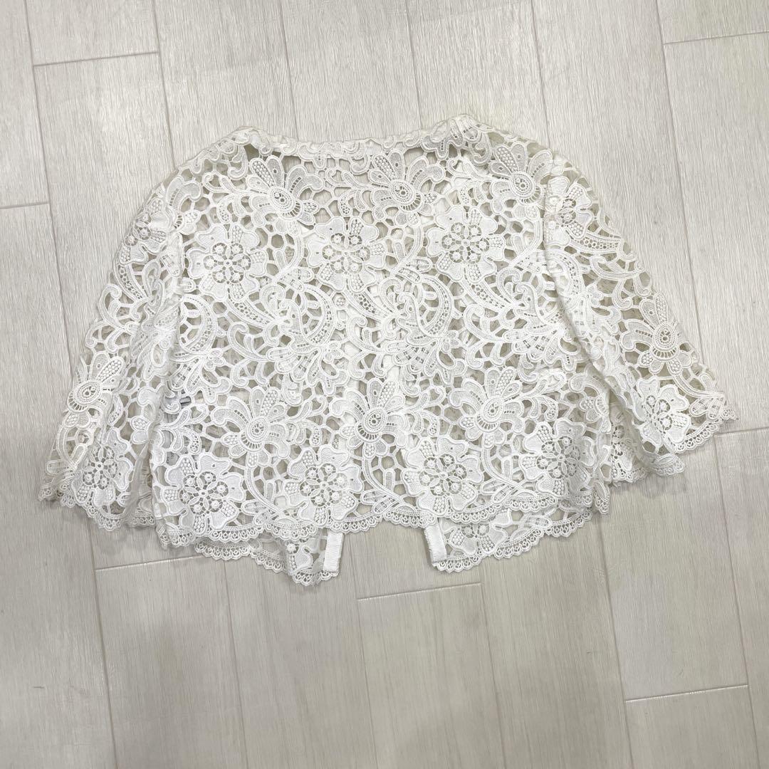 ルネ Rene ボレロ 34 ホワイト コットン レース 花柄 レディース
