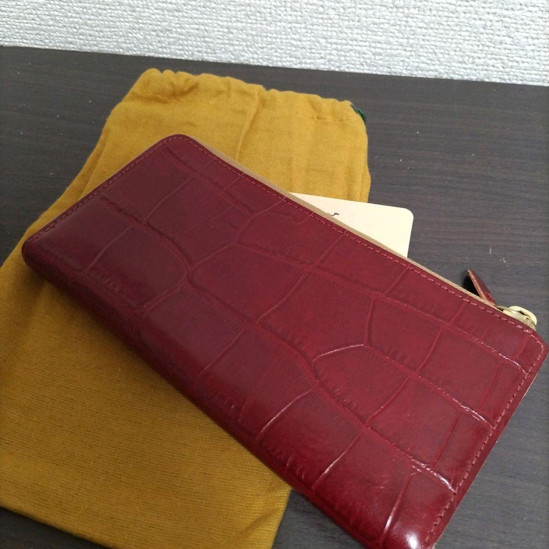 新品 イルビゾンテ 本革 レザー 長財布 ウォレット クロコ L字 レッド ヌメ