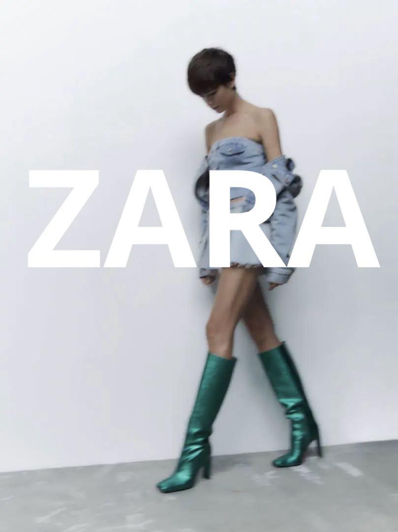 ZARAラミネートヒールブーツ