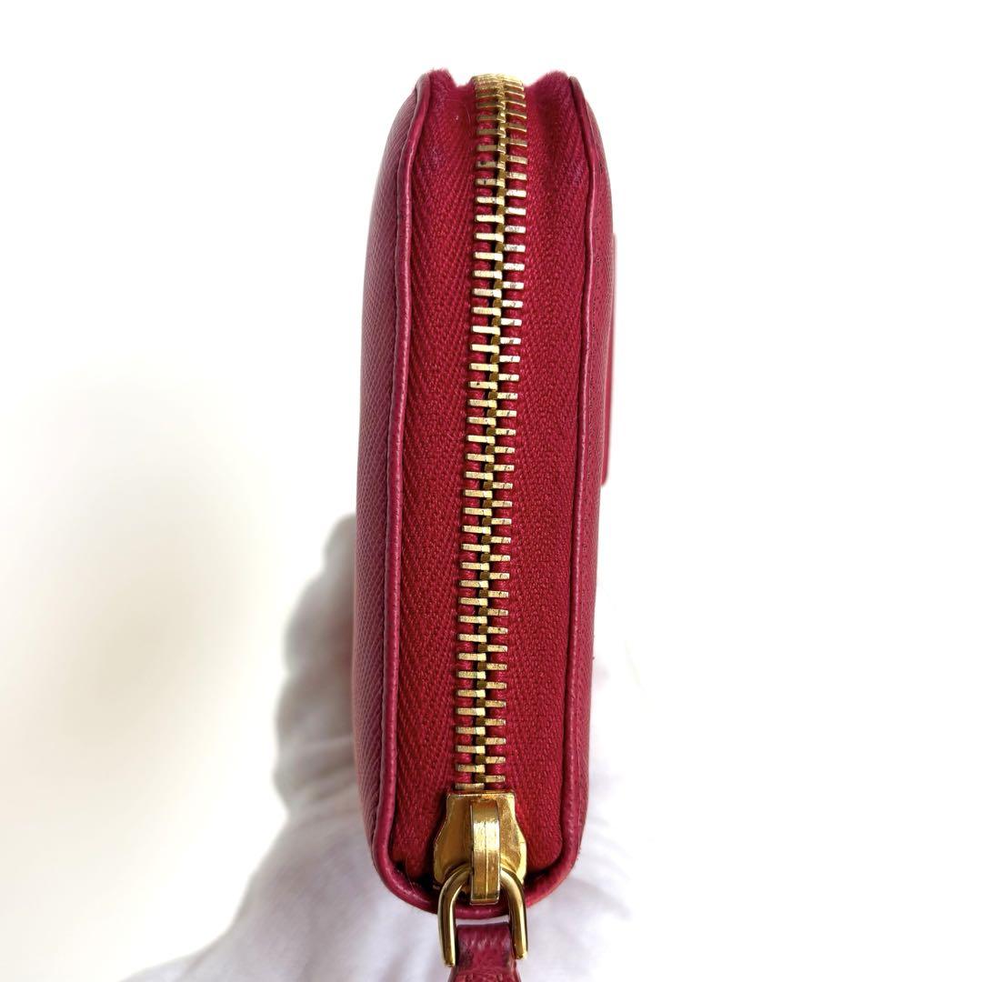 PRADA プラダ　ラウンドファスナー　サフィアーノ　リボン　ピンク