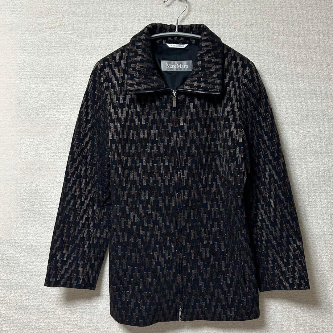 【美品・上品】マックスマーラ　総柄ブルゾン 銀タグ 白タグ S フルジップ Max Mara - 極美品 マックスマーラ Max Mara ジャケット 2020 白