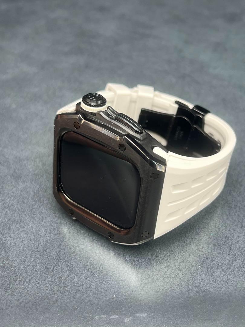アップルウォッチ 46mm 用 サンドホワイトバンド ステンレス ケースセット