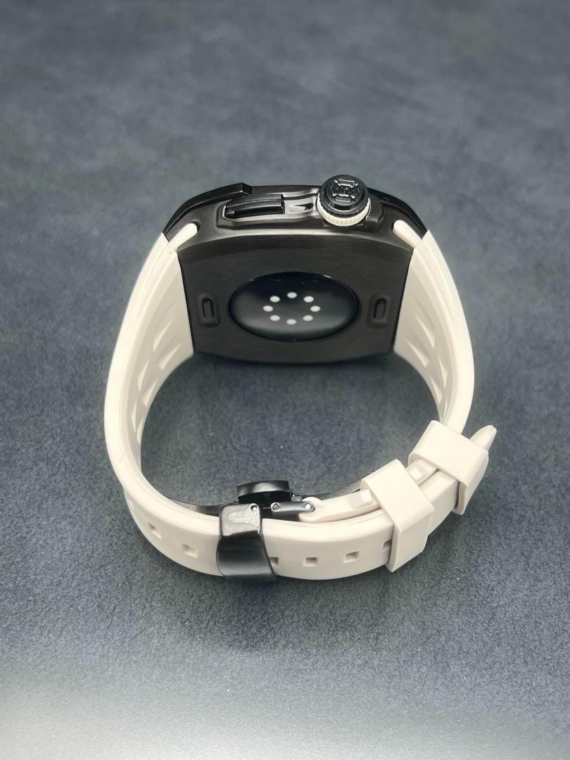 アップルウォッチ 46mm 用 サンドホワイトバンド ステンレス ケースセット