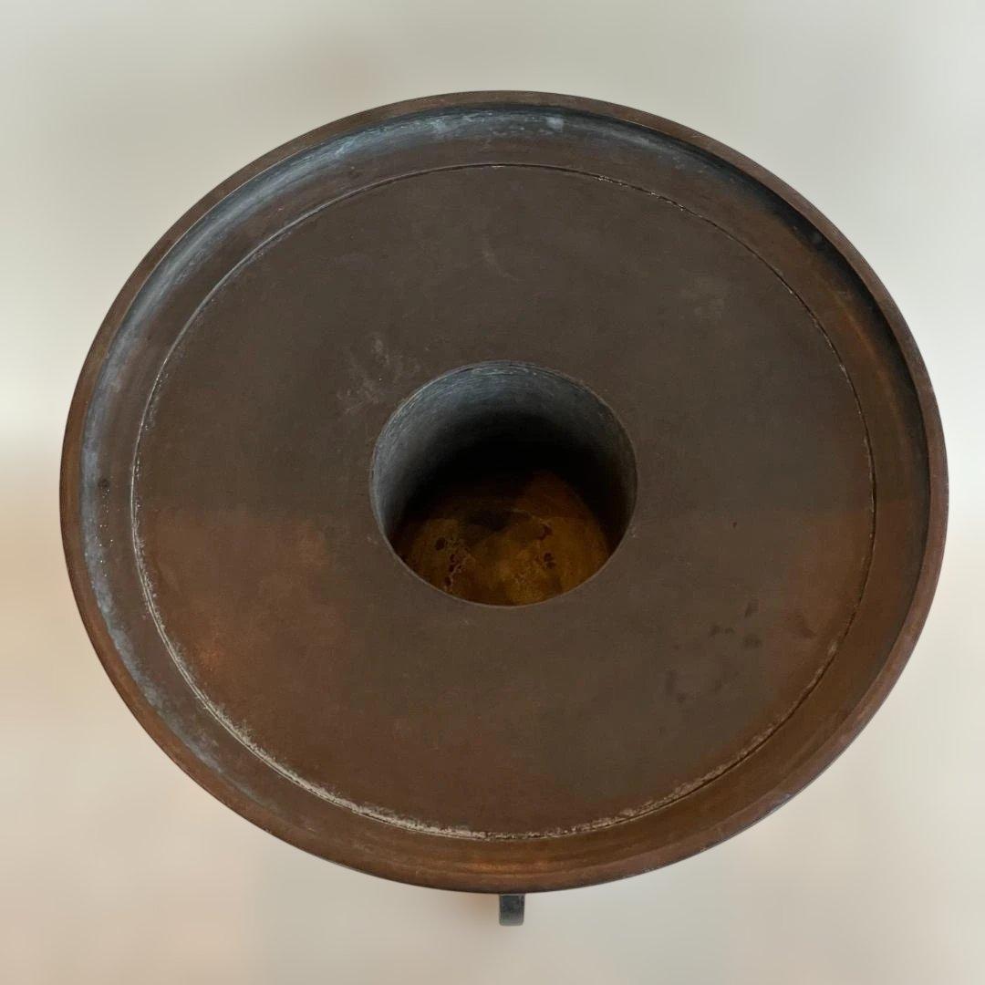 薄端 いけばな 池坊 骨董 銅製 玄猪 華道 生花 花器 ブロンズ 青銅 龍