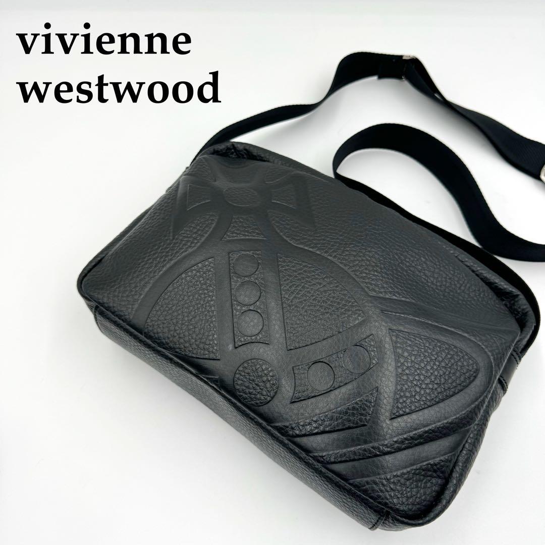 極美品 vivienne westwood ショルダーバッグ オーブ型押し 黒