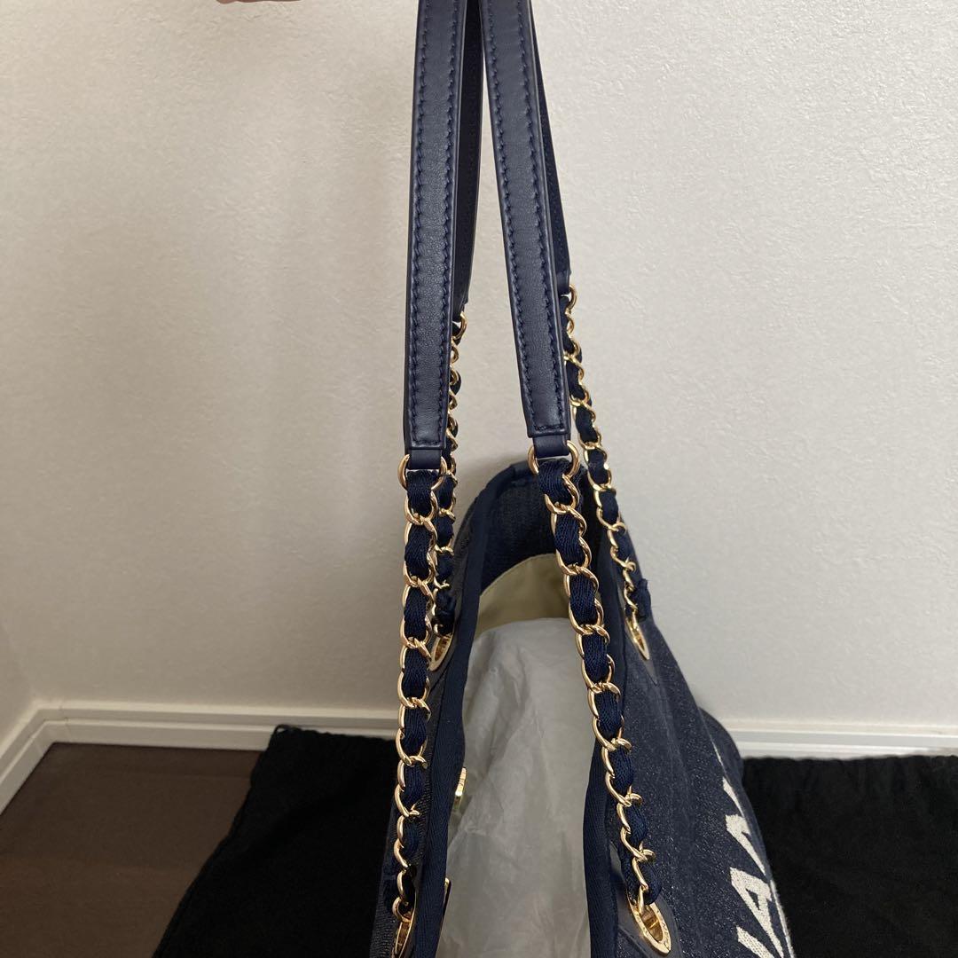 CHANEL ドーヴィル　デニム　トートバッグ　ゴールド