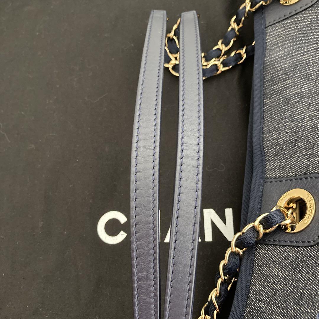CHANEL ドーヴィル　デニム　トートバッグ　ゴールド