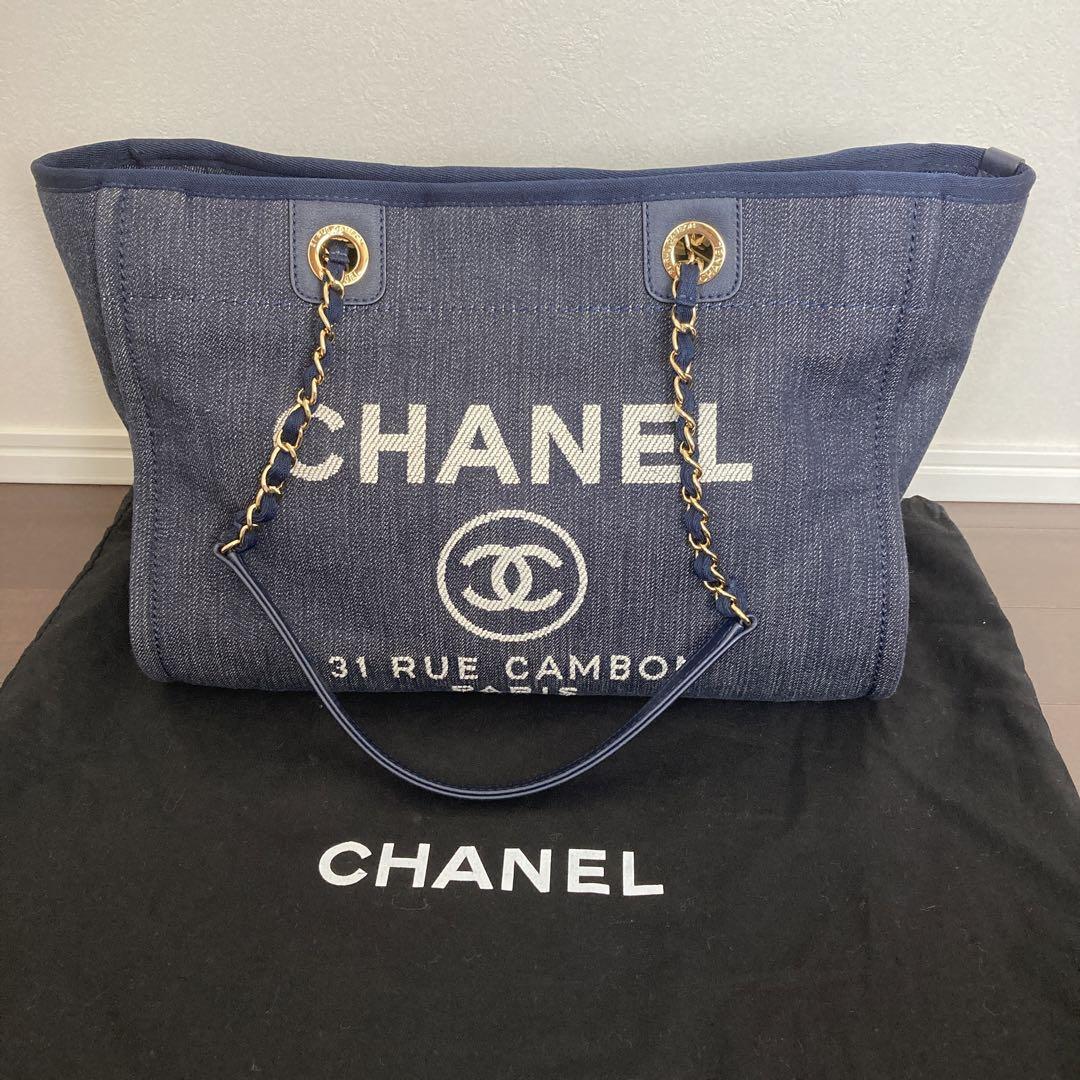 CHANEL ドーヴィル　デニム　トートバッグ　ゴールド
