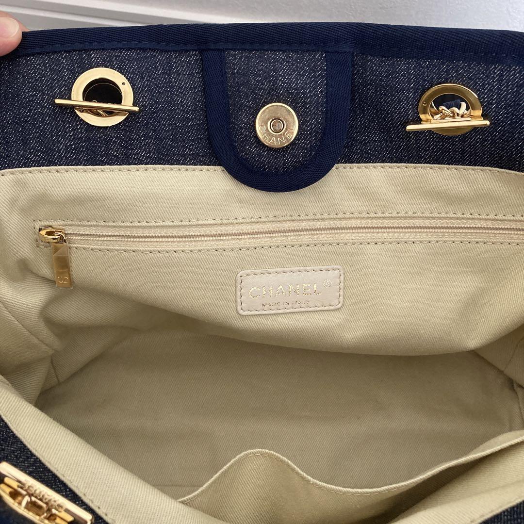 CHANEL ドーヴィル　デニム　トートバッグ　ゴールド
